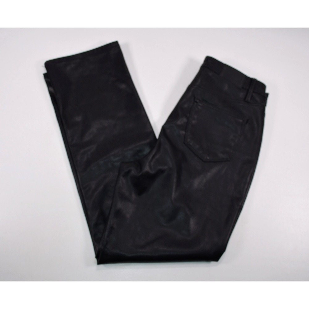Judy Blue Womens 9/29 Black Faux Leather Straight Pants Tummy Control Top Nwt's